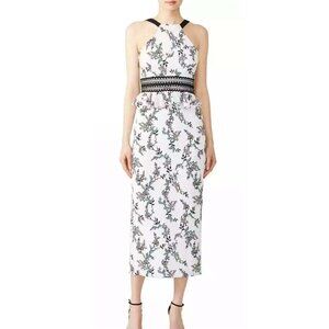 Stylestalker white peplum floral maxi dress back slit Size M